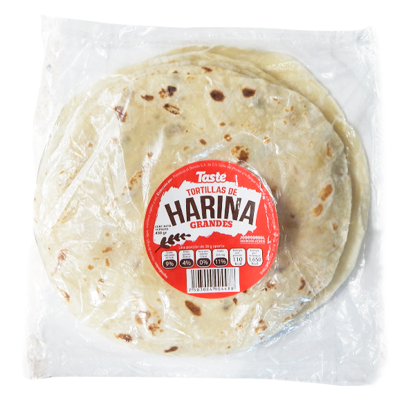 Tortilla de harina grandes taste con 15 pzas