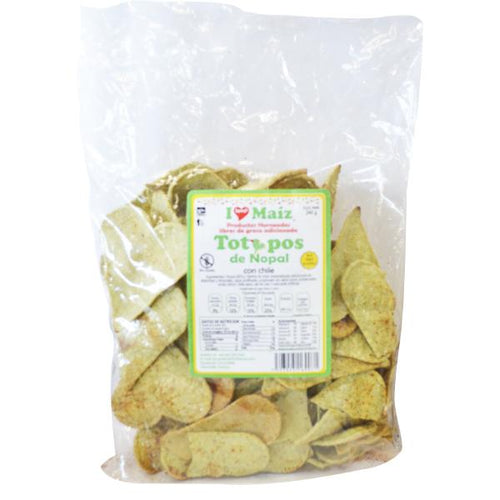 Totopos de nopal c/chile y limon i love maiz 240gr pza