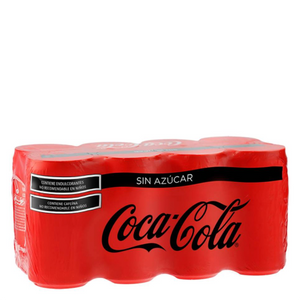 Refresco  8 pack mini lata coca cola sin azúcar 235ml pza
