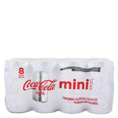 Refresco 8 pack mini lata coca cola light 235ml pza